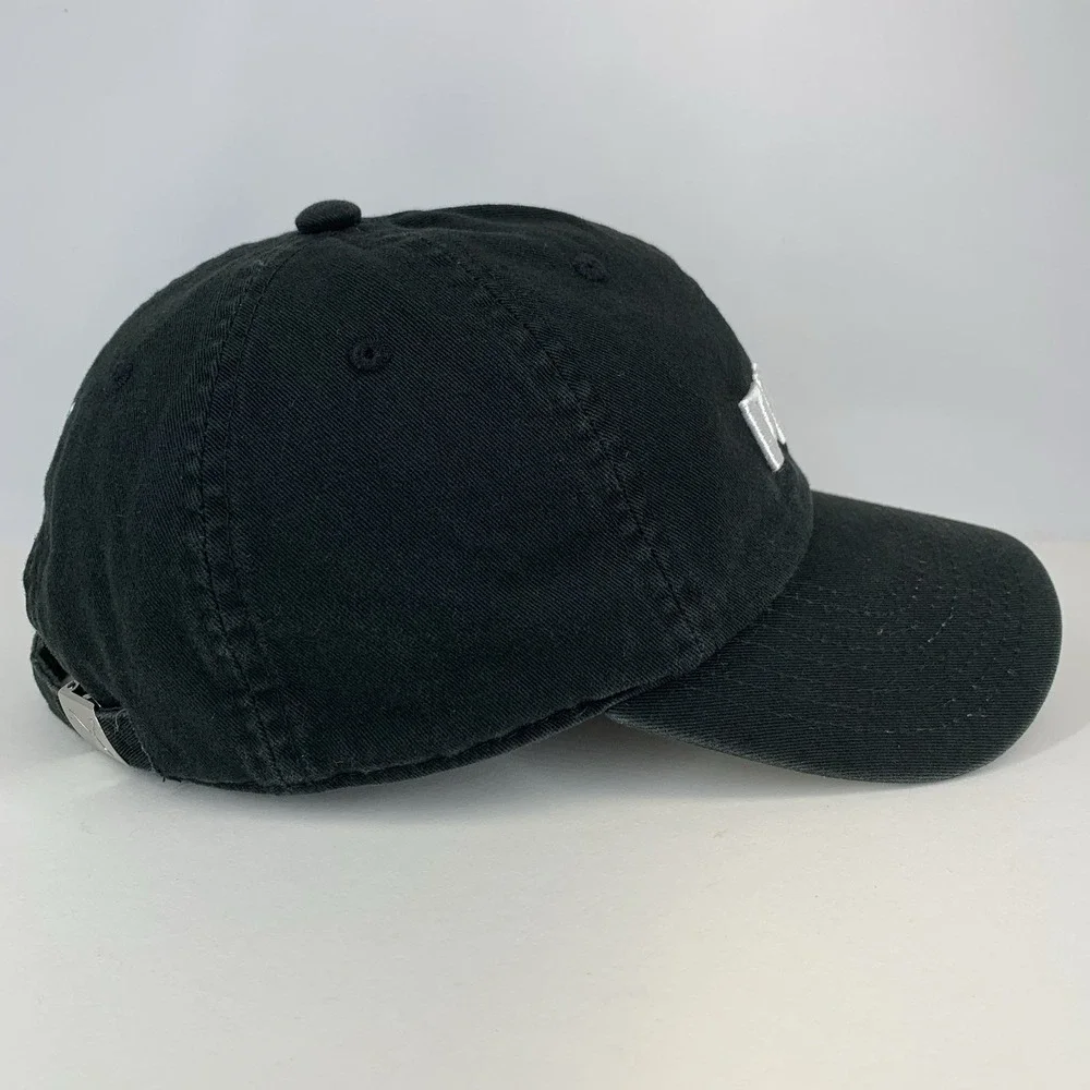 PUMA Black White Hat Adjustable Strap OSFA Unstructured Baseball Cap